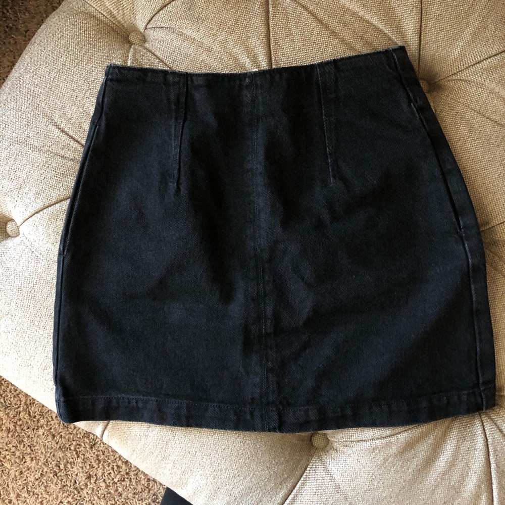 Topshop black denim mini skirt